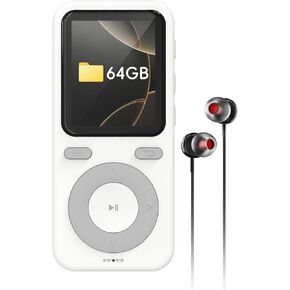 64GB MP3 Player with Bluetooth,Bluetooth MP3 Player,Portable HiFi Lossless Sound MP3 Player with Speaker, Voice Recorder,Equalizer for Sports Running,Micro SD Card up to 128GB(Earbuds Included)