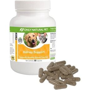 ONLY NATURAL PET Kidney Support Supplement | Supports Urinary Tract & Bladder Health w/Cranberry Extract | Incontinence Prevention (Capsules May be Opened and Contents Mixed w/Food) - 90 Capsules