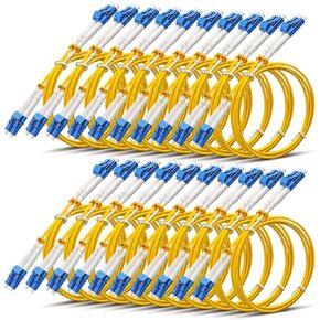 20 Pack LC to LC Fiber Patch Cable 3.28 Ft/ 1 M OS2 Single Mode Fiber LC to LC Optic Cable Patch Cable Duplex, 10GB SMF LSZH Duplex SM Fiber Jumper Cord, Yellow SMF 1 Meter