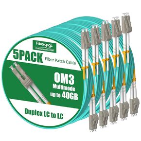 0.5M(1.6ft) OM3 LC to LC Fiber Patch Cable Duplex Multimode Fiber Cable 50/125µm OD-2.0 mm Fiber Optic Cable, Length Option: 0.2M(7inch) -10M(33ft) - 5Pack