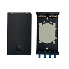 Optic Fiber Termination Box LC/SC Duplex Box Cables 4 Port Wall Mount Fiber Enclosure with Spool (Includes a 1 Meter 12 Strand LC Pigtail and 4 Port Panel (LC)