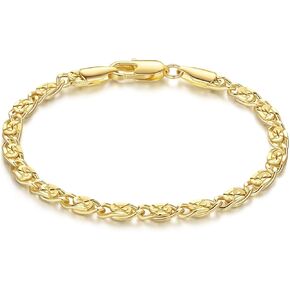 14K Gold Bracelets for Women Gold Bracelets for Womens gold Bracelet Unique Cuban Gold Chain Bracelets for Women Men Dainty Gold Bracelet Jewelry 6.5/7/7.5/8/9in (7.02)