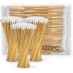 120pcs Long Cotton Swabs in Storage Box, 6 Inch Dog Ear Swabs for Dogs, Small and Medium Pet Ears Cleaning - Professional Dog Ear Cleaning Tool, Specially Designed for Dogs, Cleaning Solution