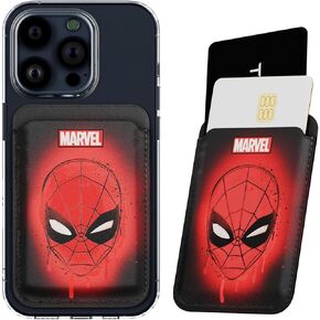Marvel Spider-Man Magnetic Card Holder Wallet – Magnetic Phone Wallet for iPhone 15/14/13/12 and Compatible with Magsafe Cases –Spider-Man Stuff and Spider-Man Gifts for All Fans. (Spidey Face)