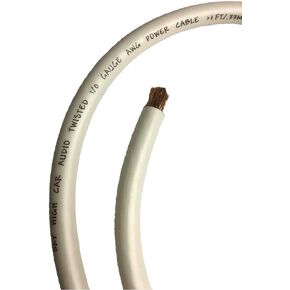 50 ft CCA 1/0 Gauge Oversized White Power Ground Wire Sky High Car Audio
