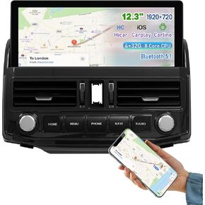 Car Stereo Radio Dash Kit for Toyota 4Runner 2009-2022 Black Upper 12.3" Android Head Unit Easy Install Wireless CarPlay & Android Auto WiFi DSP 4G GPS Multimedia Navigation AHD Backup Camera
