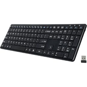 Wireless Keyboard 2.4G USB External Silent Cordless Ultra Slim Full Size Keyboard with Number Pad Keypad Long Battery Life for Computer Desktop PC Laptop Smart TV and MAC, Windows