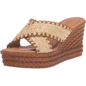 صندل نسائي من Bella Vita مصنوع في إيطاليا بكعب عريض من Geo-Italy، طبيعي داكن، مقاس 6 X-Wide in Kuwait
