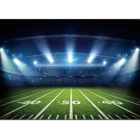 7x5ft Football Stadium Photography Backdrop with Bowl Night Spotlight for Party Decoration Football Field Backdrop Photo Booth Props