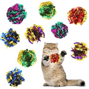 20 Pcs Cat Crinkle Balls Cat Toys 2.36" Colorful Balls Chew and Chase Cat Ball Toys Interactive Crinkle Ball Toys for Indoor Cat and Kitten to Keep Fit and Active
