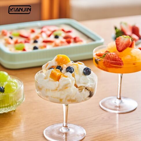 XIANJIN Instant Ice Cream Maker, Ice Cream Maker Pan, DIY Homemade Frozen Yogurt Maker For Children, Cream White in Saudi Arabia