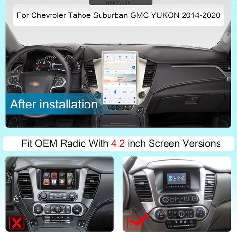 14.4 Inch Qualcomm Android 13 Car Radio for for Chevroler Tahoe Suburban GMC Yukon 2014-2020 Stereo Upgrade Tesla Style Multimedia Player IPS Screen GPS Navigation（Fit OEM 4.2-inch Screen） in Kuwait