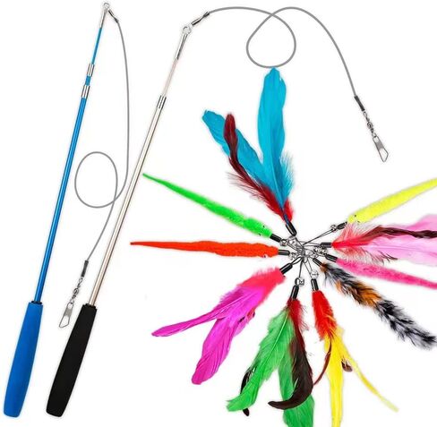 6 قطع من ألعاب الريش التفاعلية للقطط، لعبة للقطط قابلة للتعليق في الأماكن المغلقة، ألعاب اللعب الذاتي تجعل المرح ممتعًا in Kuwait