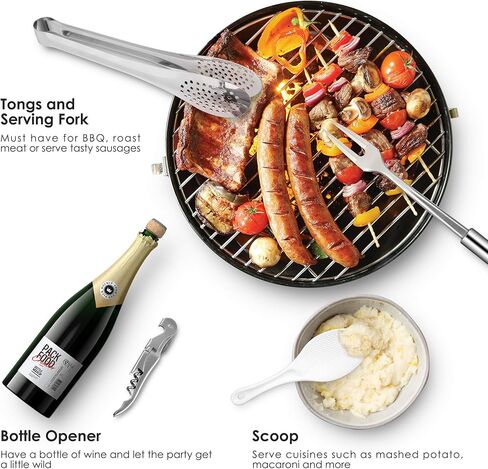 مجموعة أدوات مطبخ للتخييم، أدوات طبخ وشواء خارجية من الفولاذ المقاوم للصدأ مكونة من 9 قطع مع حقيبة تنظيم، مجموعة أدوات طهي مثالية للسفر والنزهات والمركبات الترفيهية والتخييم وحفلات الشواء والمزيد in Kuwait