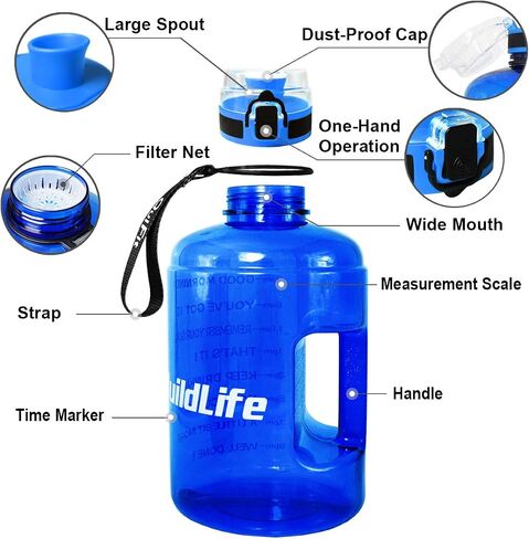QuiFit Motivational Gallon Water Bottle - with Time Marker & Infuser & Flip Top Leak-Proof Reusable Water Jug for Fitness Outdoor Sports Enthusiasts BPA Free (A8-Green/Black Gradient, 1 Gallon) in Saudi Arabia