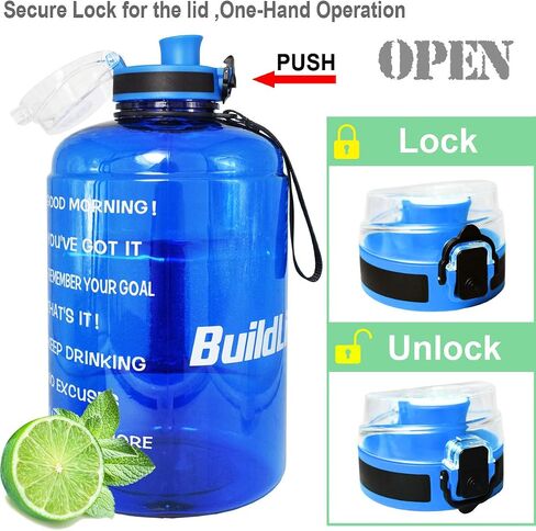 QuiFit Motivational Gallon Water Bottle - with Time Marker & Infuser & Flip Top Leak-Proof Reusable Water Jug for Fitness Outdoor Sports Enthusiasts BPA Free (A8-Green/Black Gradient, 1 Gallon) in Saudi Arabia