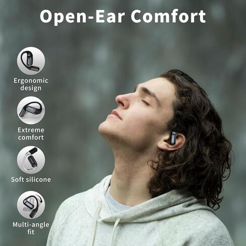 BUGANI Open Ear Headphones, Bluetooth 5.2 Wireless Headphones with Microphone, ENC Clear Talk, Immersive Stereo Sound, Fast Charging, 32H Playtime, Waterproof Sport Earbuds for Running. in Saudi Arabia