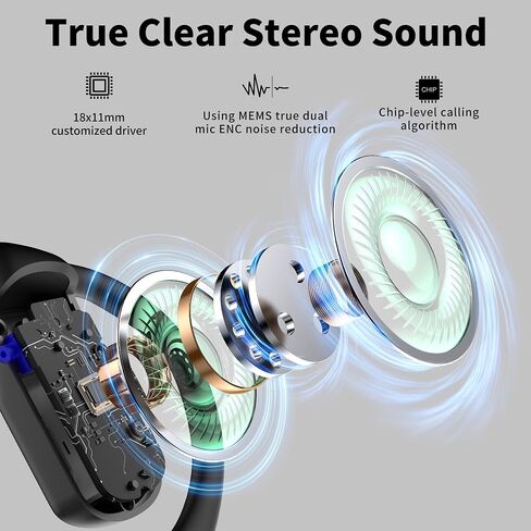 BUGANI Open Ear Headphones, Bluetooth 5.2 Wireless Headphones with Microphone, ENC Clear Talk, Immersive Stereo Sound, Fast Charging, 32H Playtime, Waterproof Sport Earbuds for Running. in Saudi Arabia