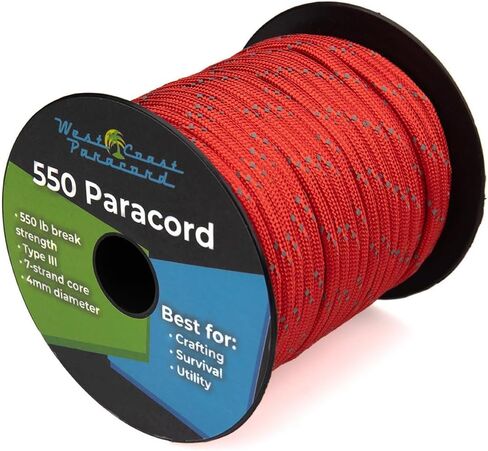 West Coast Paracord Reflective 550lb Paracord – 7 Strand Type III Tactical Parachute Cord for Hiking, Camping, and Fishing – Reflective Pink (100 ft) in Saudi Arabia