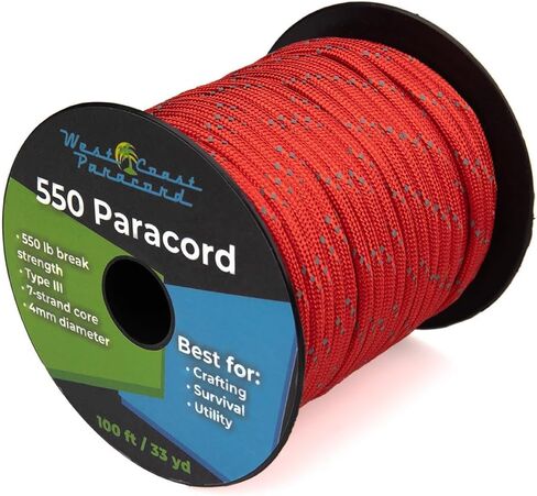 West Coast Paracord Reflective 550lb Paracord – 7 Strand Type III Tactical Parachute Cord for Hiking, Camping, and Fishing – Reflective Pink (100 ft) in Saudi Arabia