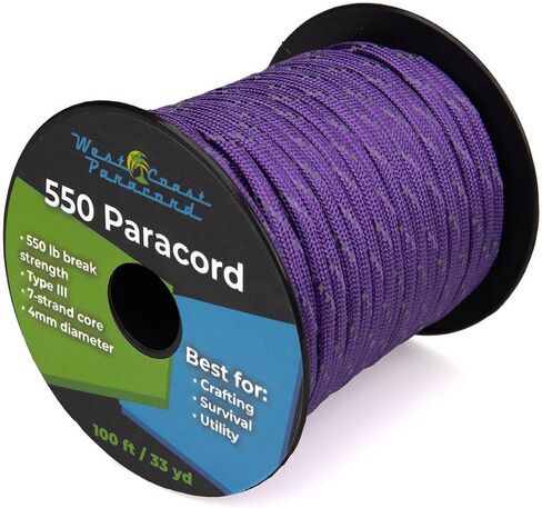West Coast Paracord Reflective 550lb Paracord – 7 Strand Type III Tactical Parachute Cord for Hiking, Camping, and Fishing – Reflective Pink (100 ft) in Saudi Arabia
