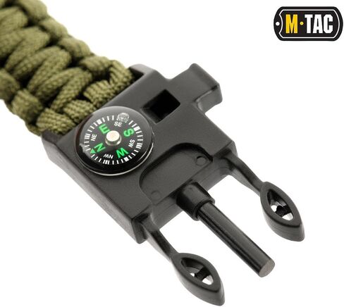 سوار M-Tac Survival Paracord - سلك 12 قدم (144 بوصة) - حبل حبل طوارئ تكتيكي مع صفارة بوصلة in Kuwait