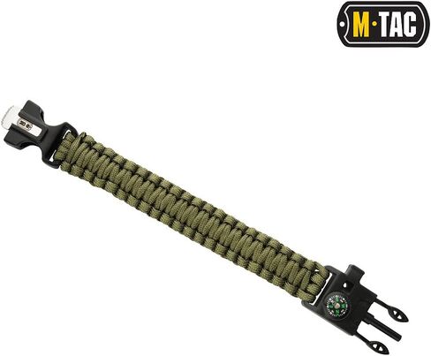 سوار M-Tac Survival Paracord - سلك 12 قدم (144 بوصة) - حبل حبل طوارئ تكتيكي مع صفارة بوصلة in Kuwait