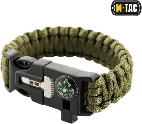 سوار M-Tac Survival Paracord - سلك 12 قدم (144 بوصة) - حبل حبل طوارئ تكتيكي مع صفارة بوصلة in Kuwait