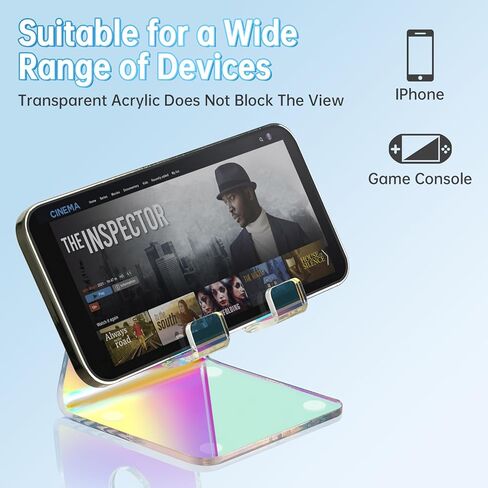Tomorotec Clear Acrylic Cell Phone Stand, Portable Phone Holder for Desk Non-Slip Desktop Smartphones Holder Compatible with iPhone Samsung Galaxy Pixel Phone Cradle Dock Home Office in Kuwait