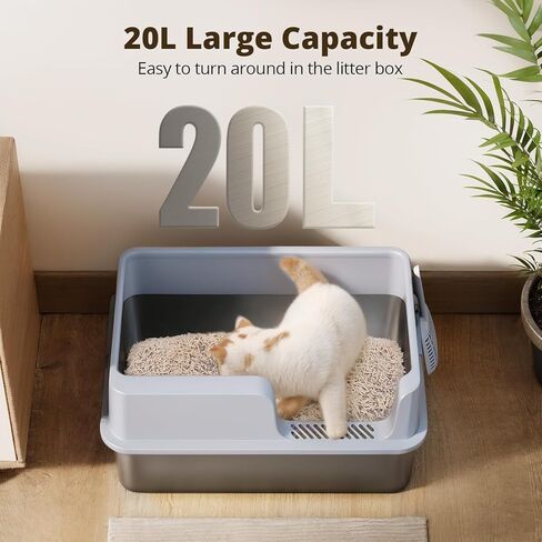 Stainless Steel Litter Box, XL Extra Large Metal Litter Box for Big Cats, High-Sided Cat Litter Box for Odor Free and Easy Cleaning, with Litter Scoop in Kuwait