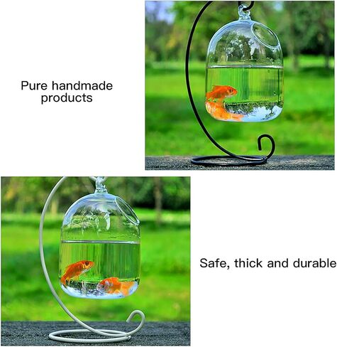 JUOPZKENN Desk Glass Hanging Fish Bowl Vertical Fish Bowls Vase Aquarium Fish Bowls with Stand for Home Garden(#1) in Saudi Arabia