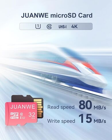 JUANWE 32GB Micro SD Card | Memory Card, SDHC High-Speed U1 SD Card, 32GB TF Cards for Phone, Dash Cam, Security Camera (Pink) in Saudi Arabia