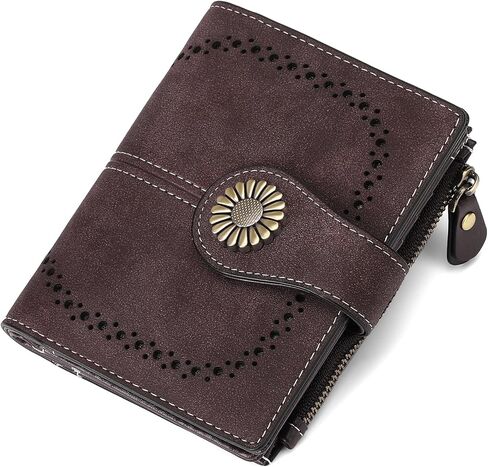 SENDEFN Small Womens Wallet Leather Bifold Card Holder RFID Blocking with Zipper Coin Pocket in Kuwait