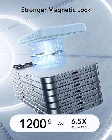 ESR Qi2 Certified MagSafe Battery Pack, Kickstand 10,000mAh 15W Fast Charging Portable Charger, Smart LED Display Power Bank, 27W USB-C MagSafe Charger with Cable for iPhone 16/15/14/13/12, Black in Kuwait