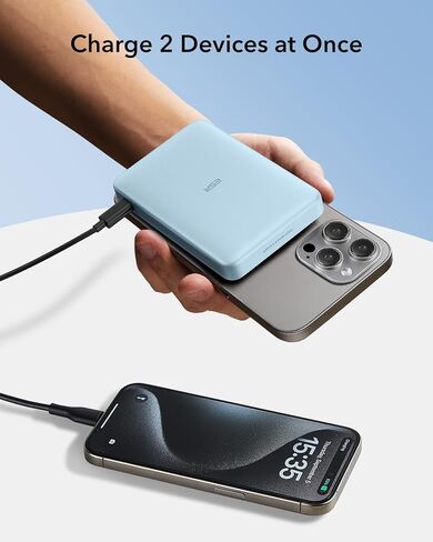 ESR Qi2 Certified MagSafe Battery Pack, Kickstand 10,000mAh 15W Fast Charging Portable Charger, Smart LED Display Power Bank, 27W USB-C MagSafe Charger with Cable for iPhone 16/15/14/13/12, Black in Kuwait