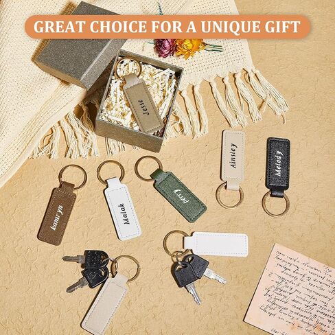 Wavyknot 48 Pcs Leather Key Chains Kit Blank Sublimation Leather Keychains Bulk Personalized PU Leather Keychain Holder for Men Women Keychain DIY Birthday Father's Day Graduation Gifts in Saudi Arabia