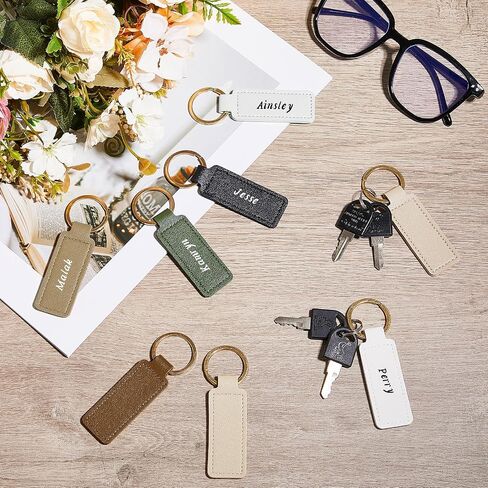 Wavyknot 48 Pcs Leather Key Chains Kit Blank Sublimation Leather Keychains Bulk Personalized PU Leather Keychain Holder for Men Women Keychain DIY Birthday Father's Day Graduation Gifts in Saudi Arabia