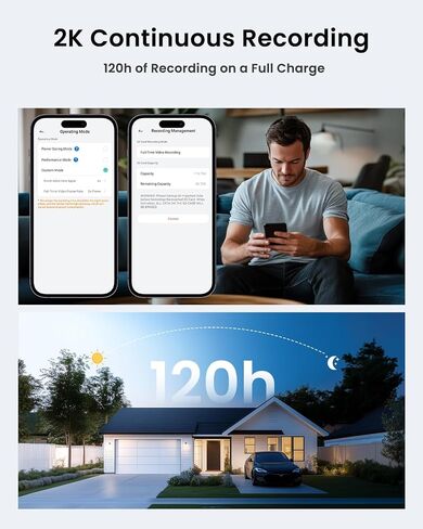AOV Security Camera, 2K Continuous Recording Security Cameras Wireless Outdoor, Solar-Powered, Cameras for Home Security with 360° Pan & Tilt, Auto Tracking, 512G Local Storage(Not Include) in Saudi Arabia