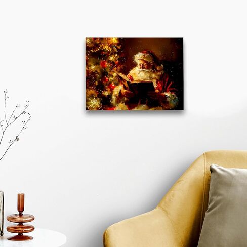 WODMIS Coquette Pink Christmas Wall Decor Framed Canvas Wall Art, Preppy Bow Santa Tree Decorations, Winter Merry Christmas Wall Decor Canvas Home Decorations for Home Living Room Wall Decor 11x14 in Saudi Arabia
