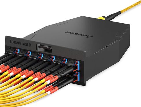 AMPCOM MPO to MPO Trunk Cable 9/125μm Singlemode OS1/OS2(24 Fiber, MPO to MPO Female, Type B, LSZH/Riser, UPC, Yellow) 10m (32ft) in Saudi Arabia