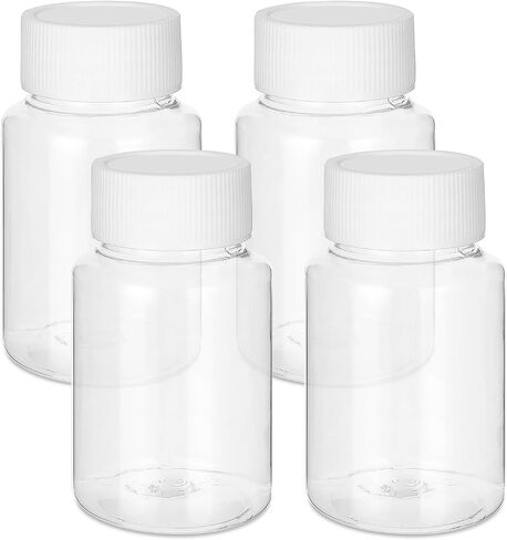 4Pcs Clear Pill Bottles, 80ml Empty Plastic Medicine Bottles, Reagent Bottle with Caps, Small Travel Pill Case, Chemical Containers for Liquid Solid Powder in Kuwait