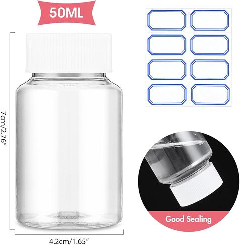4Pcs Clear Pill Bottles, 80ml Empty Plastic Medicine Bottles, Reagent Bottle with Caps, Small Travel Pill Case, Chemical Containers for Liquid Solid Powder in Kuwait