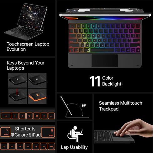 typecase Edge Keyboard Case for 2024 iPad Air 13-inch (M2) and iPad Pro 12.9,11-Colors Backlight,Built-in Trackpad,Function Row,Light & Thin,Light Pink in Kuwait