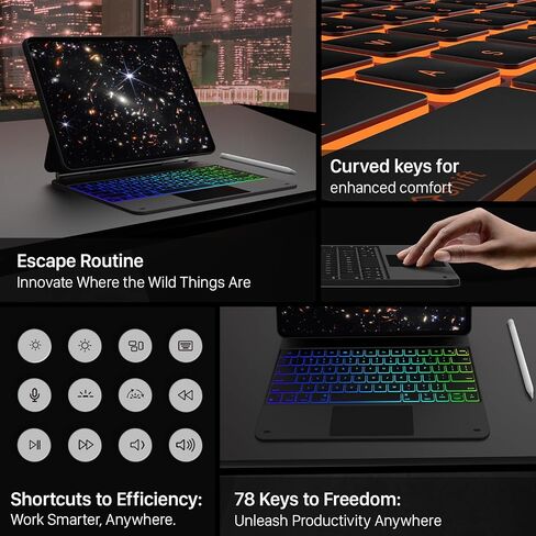 typecase Edge Keyboard Case for 2024 iPad Air 13-inch (M2) and iPad Pro 12.9,11-Colors Backlight,Built-in Trackpad,Function Row,Light & Thin,Light Pink in Kuwait