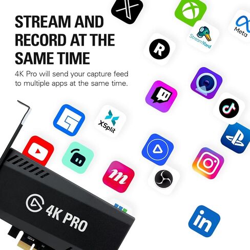 Elgato 4K Pro, Internal Capture Card: 8K60 Passthrough/4K60 HDR10 with Ultra-Low Latency on PS5, Xbox Series X/S, OBS and More, for Streaming & Recording (Renewed) in Saudi Arabia
