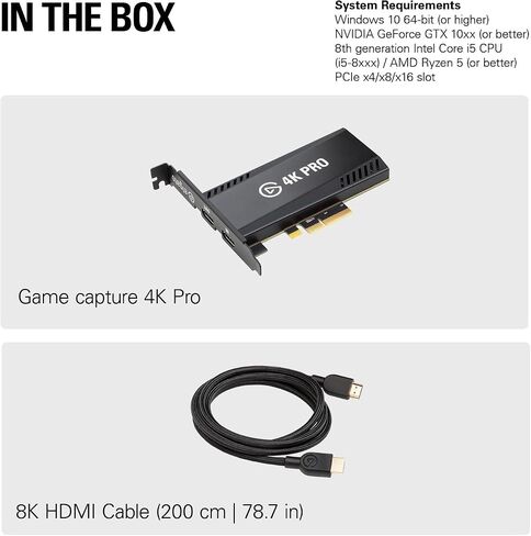 Elgato 4K Pro, Internal Capture Card: 8K60 Passthrough/4K60 HDR10 with Ultra-Low Latency on PS5, Xbox Series X/S, OBS and More, for Streaming & Recording (Renewed) in Saudi Arabia