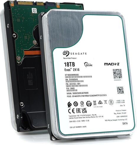 محرك الأقراص الصلبة Seagate Exos 2X18 سعة 18 تيرابايت محرك الأقراص الصلبة SATA 6 جيجابايت/ثانية 256 ميجابايت كاش 7200 دورة في الدقيقة 512e CMR هيليوم محرك أقراص ثابتة 3.5 بوصة ST18000NM0092 (متجدد) in Saudi Arabia