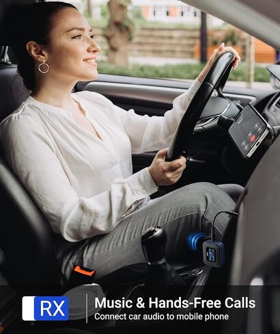 جهاز استقبال إرسال بلوتوث من Syntech لأجهزة Airpods أو سماعات الرأس، شاشة LED مزدوجة مزدوجة الكمون محول صوت لاسلكي بلوتوث 5.3 مع محول AUX مزدوج 3.5 مم لسيارة الطيران باللون الأزرق in Kuwait