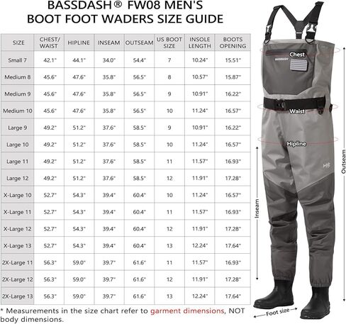 BASSDASH FW08 Men’s Breathable Waders Waterproof Fly Fishing Chest Fishing in Kuwait