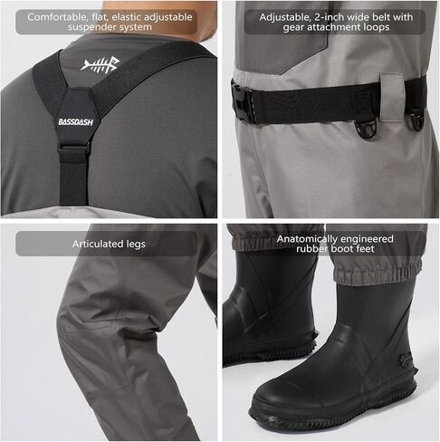 BASSDASH FW08 Men’s Breathable Waders Waterproof Fly Fishing Chest Fishing in Kuwait